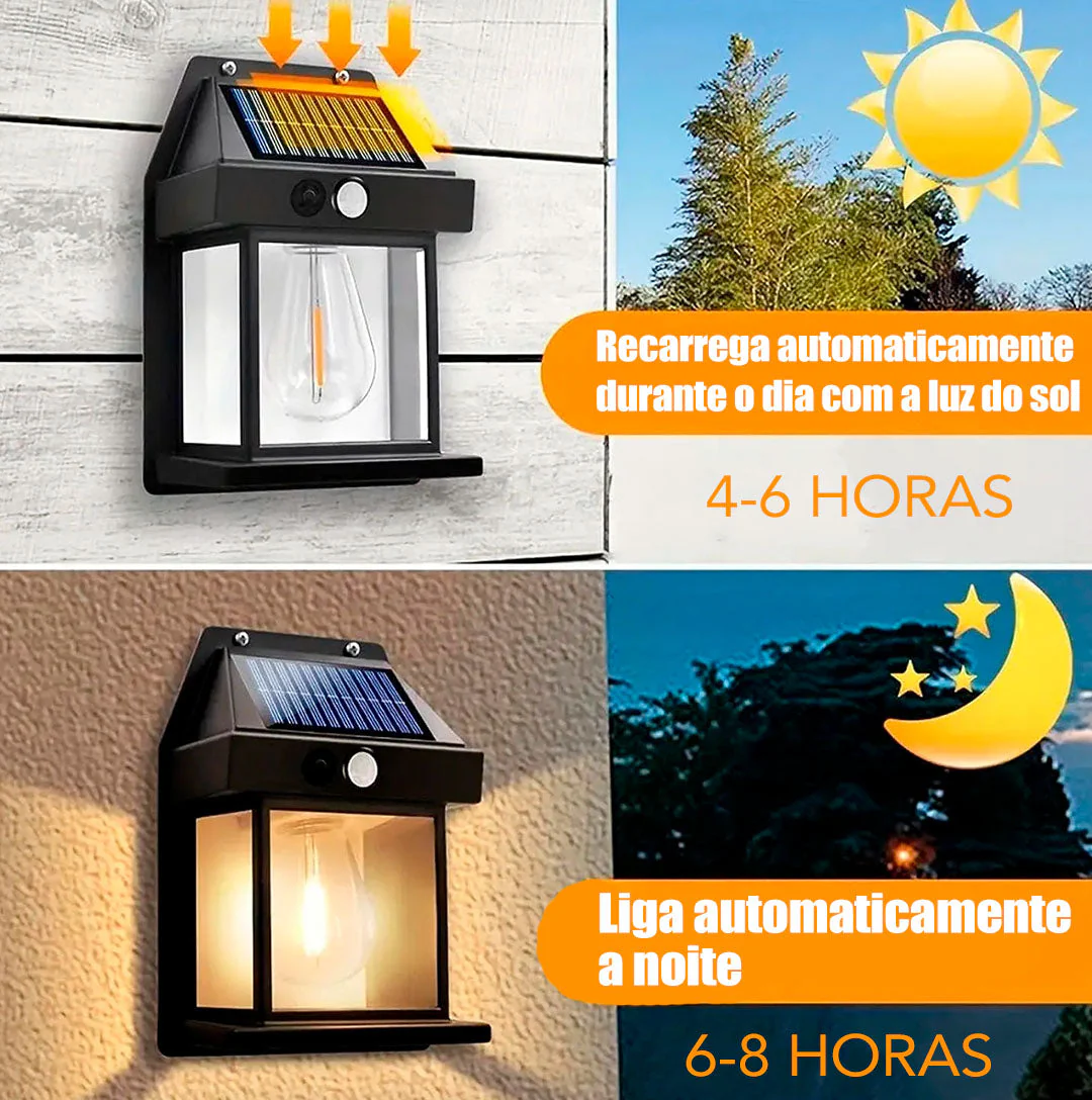Arandela De Parede Externa Refletor Solar A Prova De Água Com Sensor - Image 2
