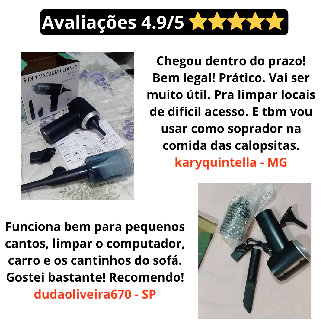 Aspirador e Soprador de Pó Portátil 2 em 1 VACOPRO - Casa Carro Sofá Computador - Image 5