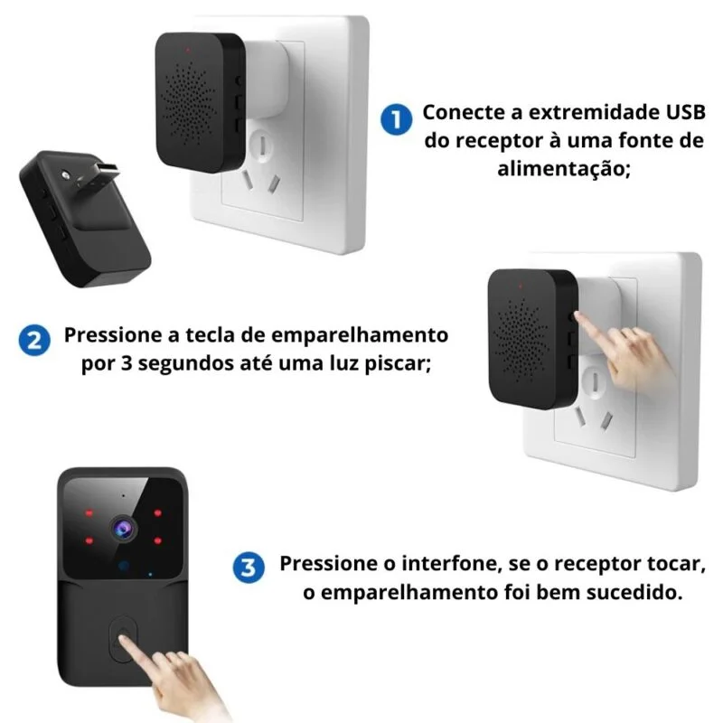 Campainha Wifi Eletrônica Sem Fio com Câmera - Image 6