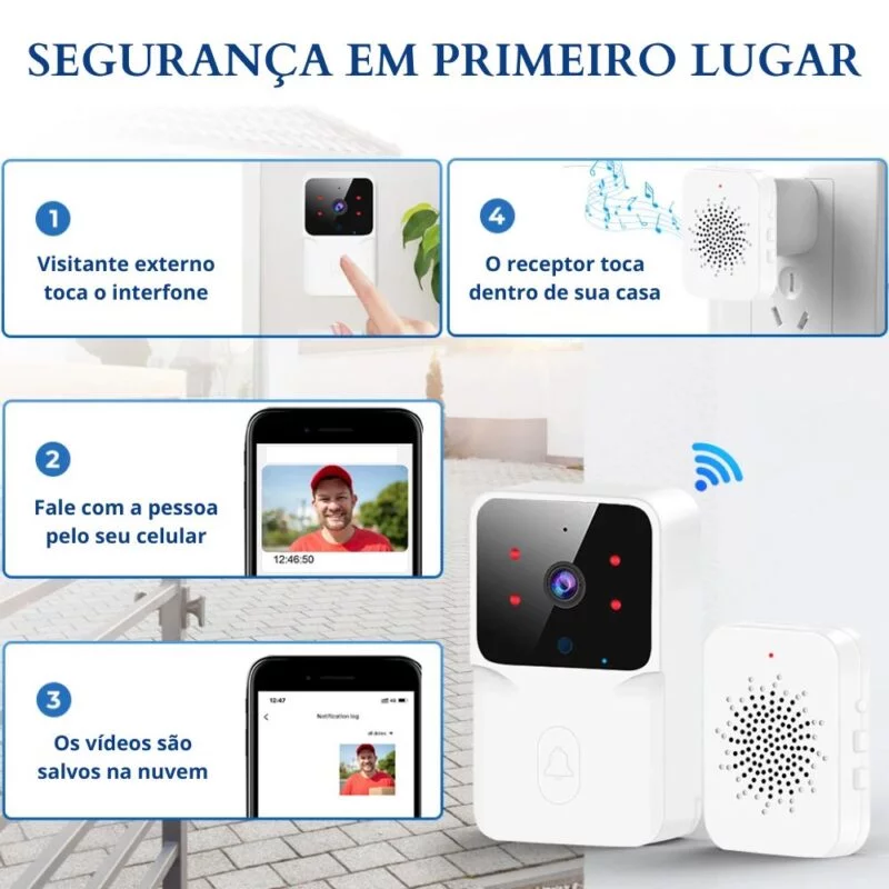 Campainha Wifi Eletrônica Sem Fio com Câmera - Image 7