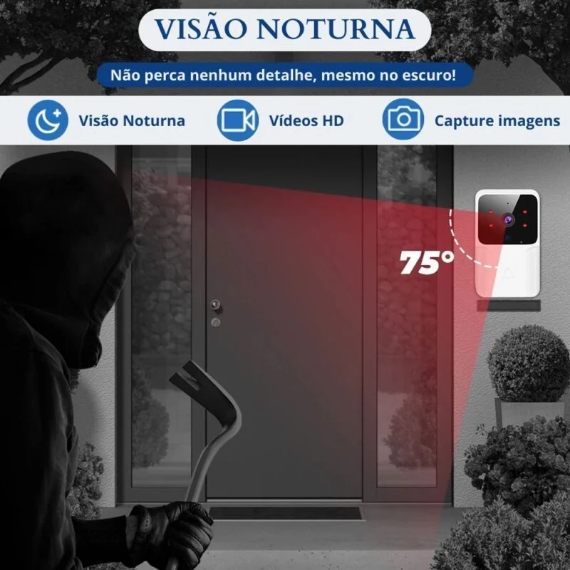 Campainha Wifi Eletrônica Sem Fio com Câmera - Image 9