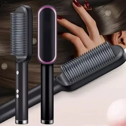 Escova Alisadora Cabelo 5 Em 1 - Cerâmico Seca Alisa Hidrata Multifuncional - Bivolt - Image 3