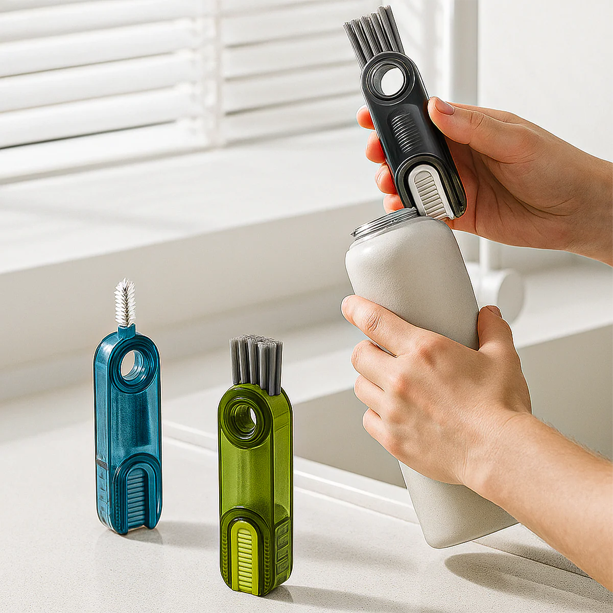 Escova TotalClean™ – 3 Funções em 1 Limpeza Profunda Garrafas Copos Tampas Cantos difíceis Compre 1 Leve 2 - Image 5