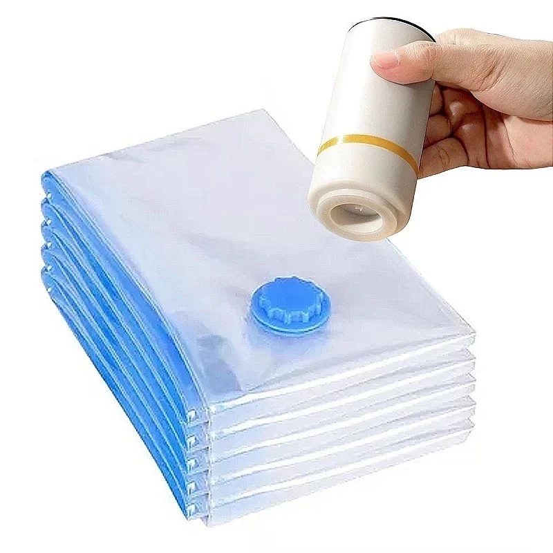Kit 10 Sacos Á Vácuo Reutilizável Transparente Com Válvula E Bomba USB Recarregável Bivolt - Image 4