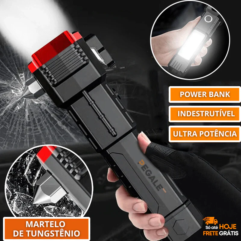 Lanterna Tática 4 em 1 com Powerbank Integrado