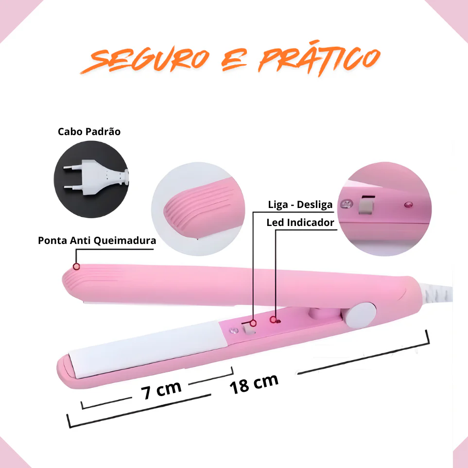 MINI MODELADOR VERSÁTIL PLUS PROFISSIONAL - Bivolt Portátil Alisa Modela Faz Cachos Retoca Pontas Franja - Image 3