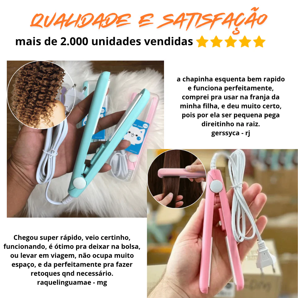 MINI MODELADOR VERSÁTIL PLUS PROFISSIONAL - Bivolt Portátil Alisa Modela Faz Cachos Retoca Pontas Franja - Image 7