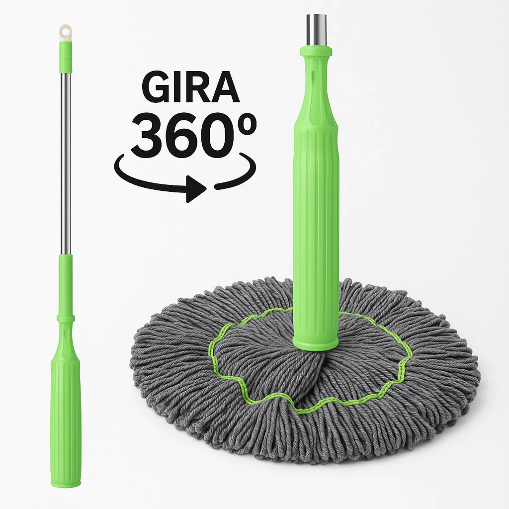 MOP Esfregão 2 em 1 com AUTOSECAGEM Giratório Limpeza Completa - Image 3