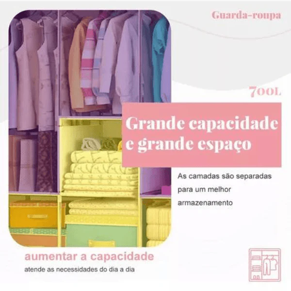Guarda Roupas Organizador Armário Dobrável 2 Portas - Image 3