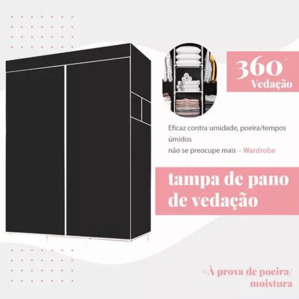 Guarda Roupas Organizador Armário Dobrável 2 Portas - Image 4
