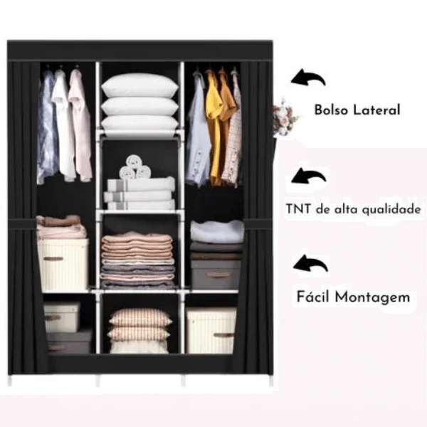 Guarda Roupas Organizador Armário Dobrável 2 Portas - Image 6