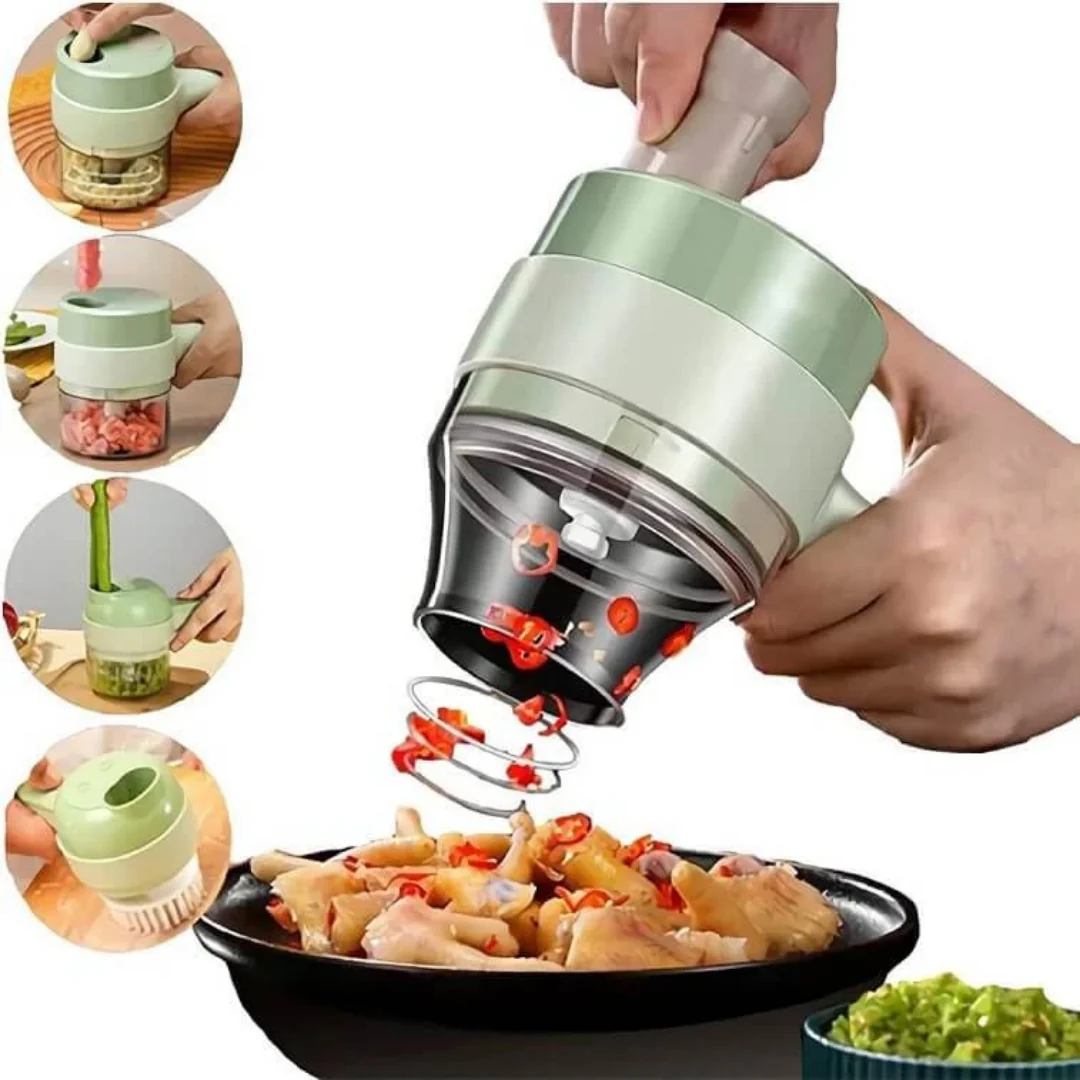 Processador Triturador Cortador Elétrico Multifuncional 3 Em 1 - EBMIX - Para Vegetais Legumes Carnes Alho Aço Inoxidável
