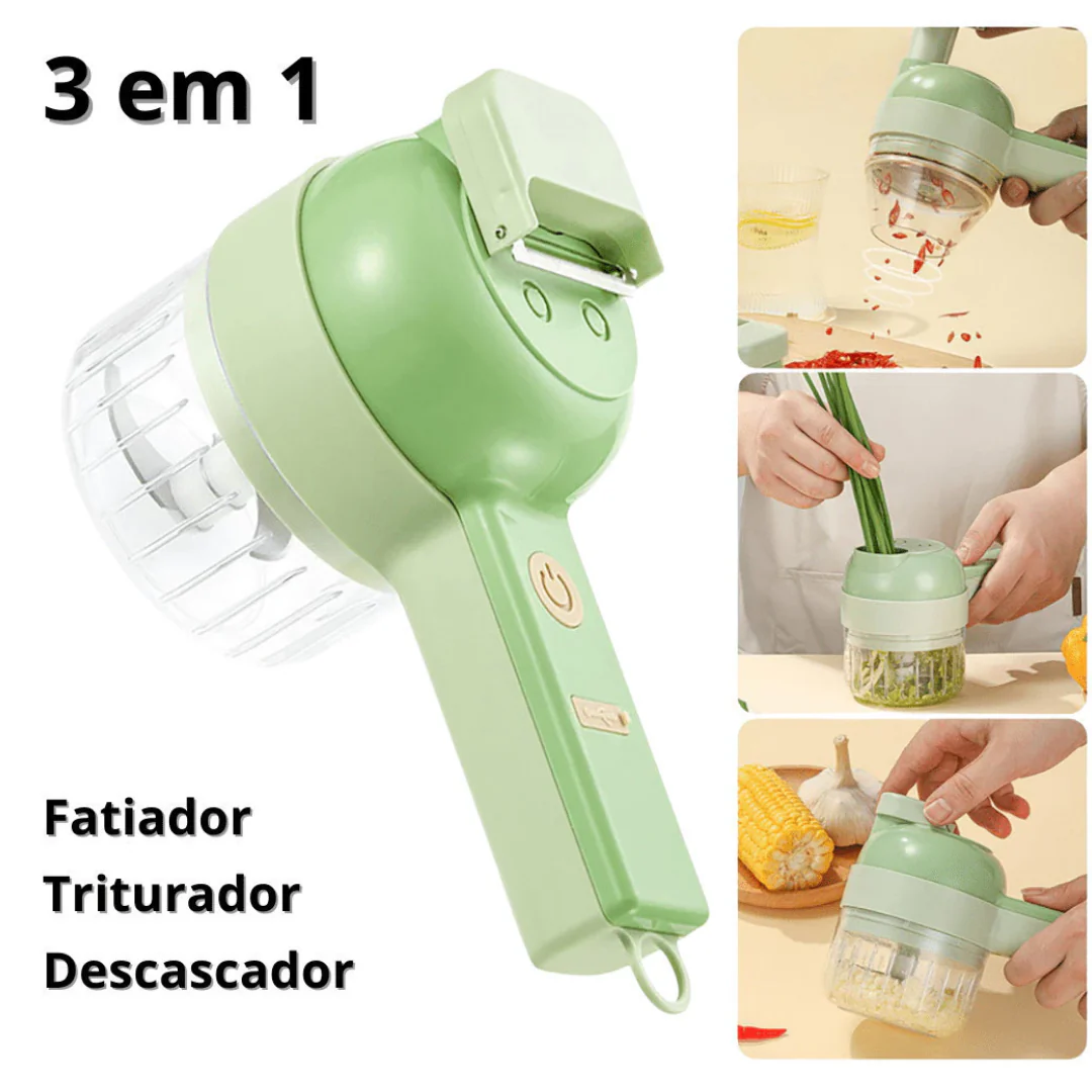 Processador Triturador Cortador Elétrico Multifuncional 3 Em 1 - EBMIX - Para Vegetais Legumes Carnes Alho Aço Inoxidável - Image 2