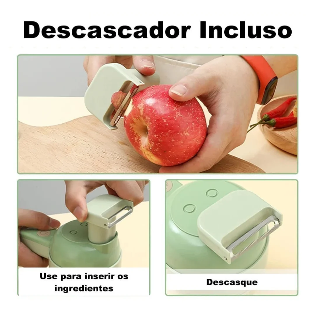 Processador Triturador Cortador Elétrico Multifuncional 3 Em 1 - EBMIX - Para Vegetais Legumes Carnes Alho Aço Inoxidável - Image 3