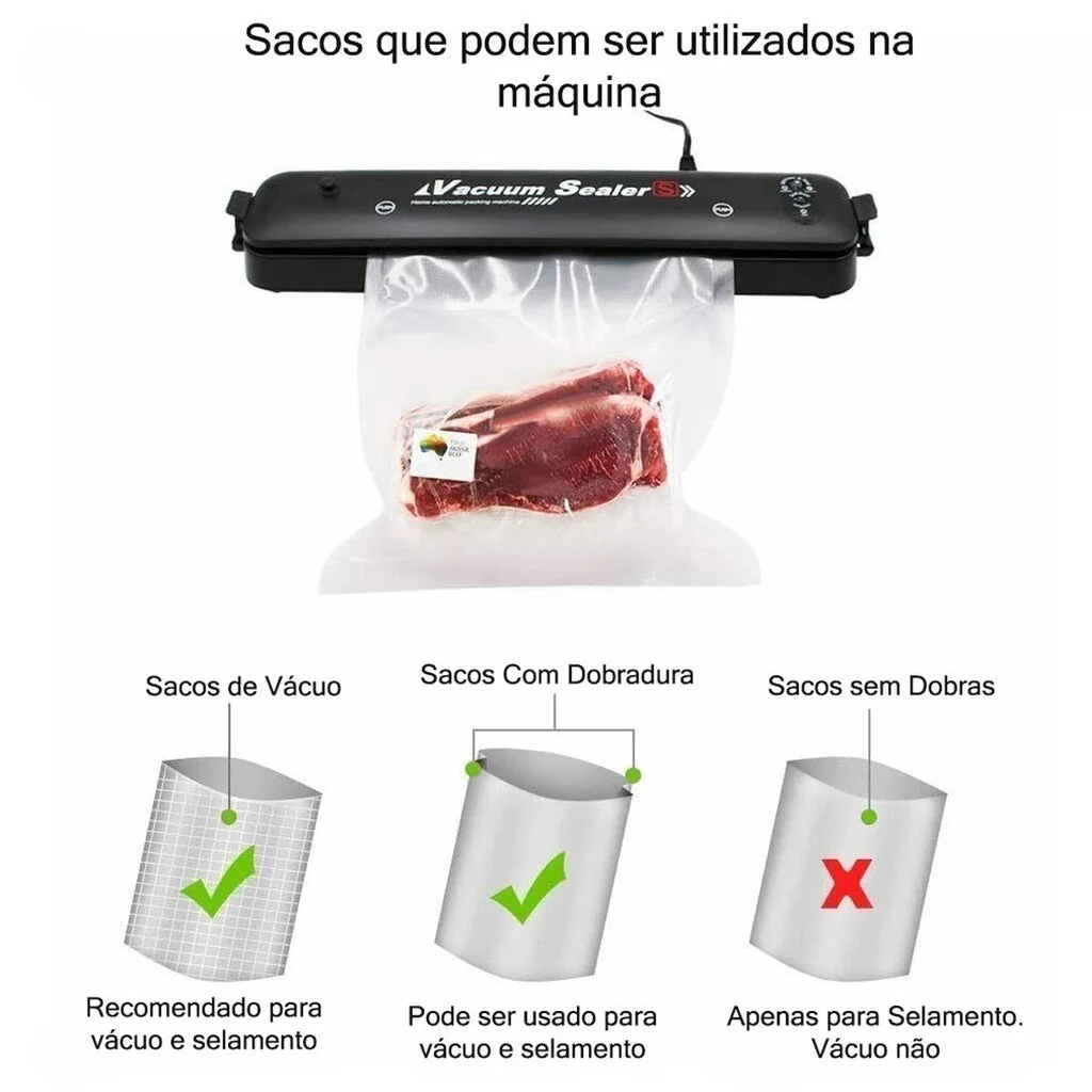 Seladora a Vácuo Portátil Máquina de Embalar Alimentos + 10 Sacos à Vacuo - Image 4