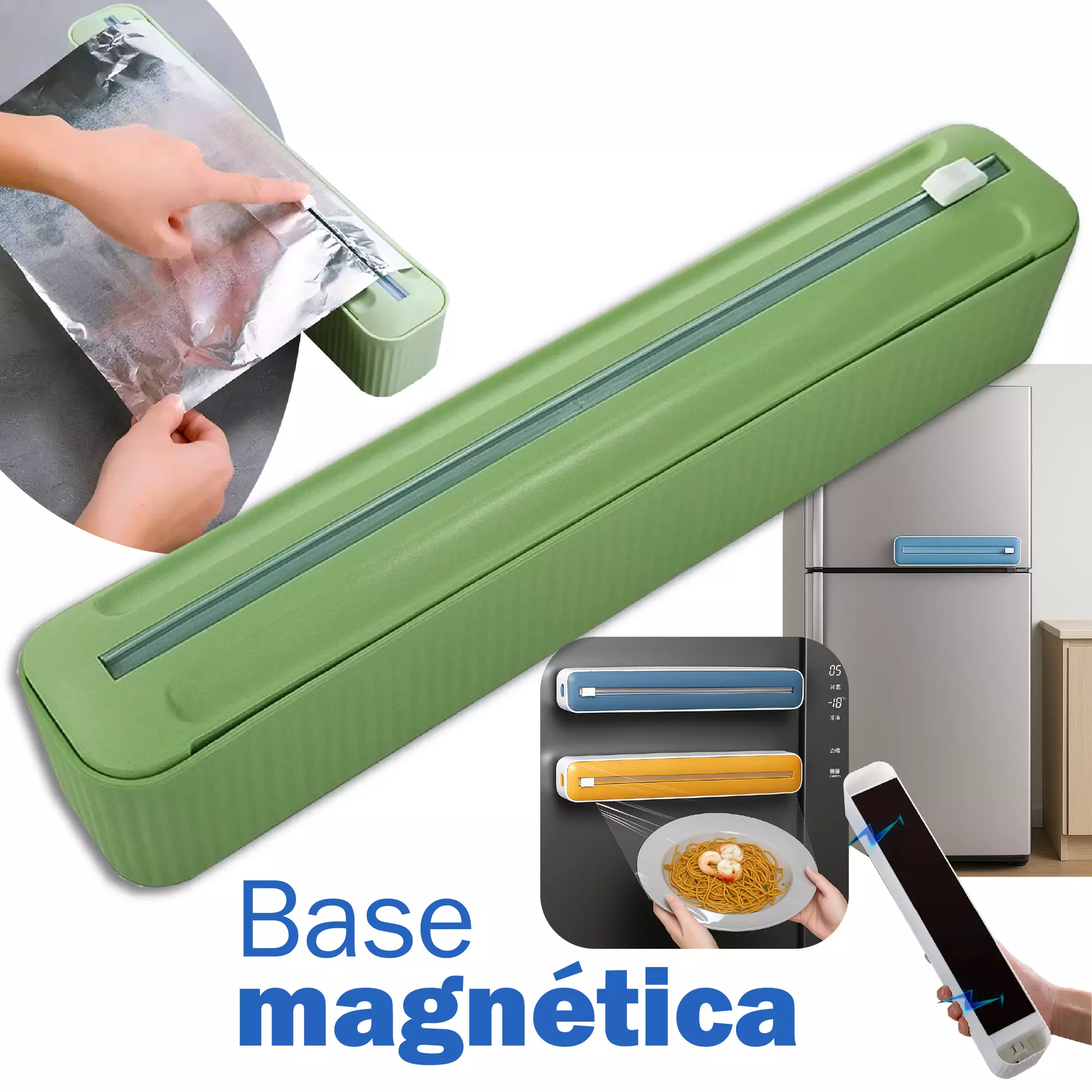 Suporte Papel Filme Porta Rolo Aluminio Corta Facil Magnetico - Image 2