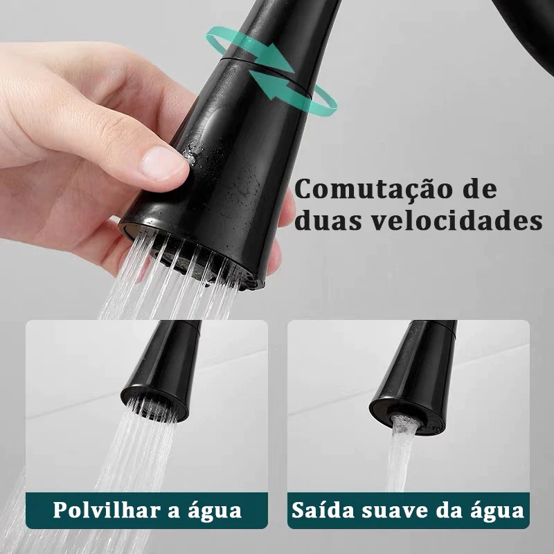 Torneira Gourmet Luxo Flexível Cozinha Parede 2 Jatos Pia Cor Preto - Image 4