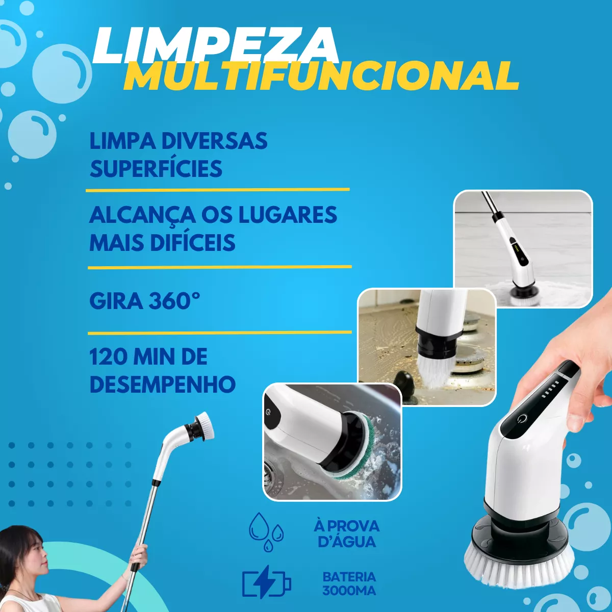 Escova Elétrica 7 em 1 Para Limpeza Profunda - UltraClean© - Image 3