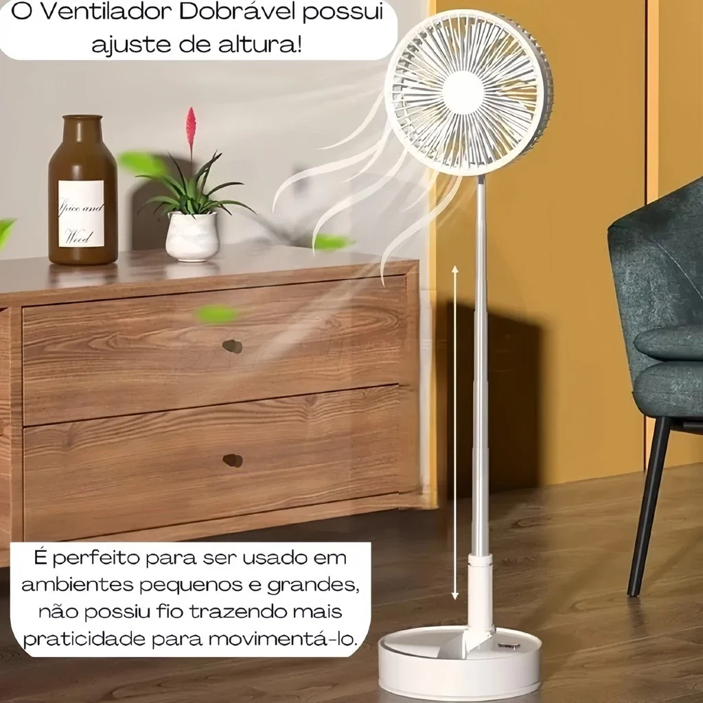 Ventilador de Mesa Dobrável Portátil Recarregável 4 Velocidades Longa Duração USB - Image 2