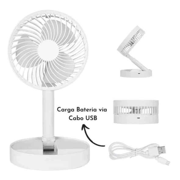 Ventilador de Mesa Dobrável Portátil Recarregável 4 Velocidades Longa Duração USB - Image 6