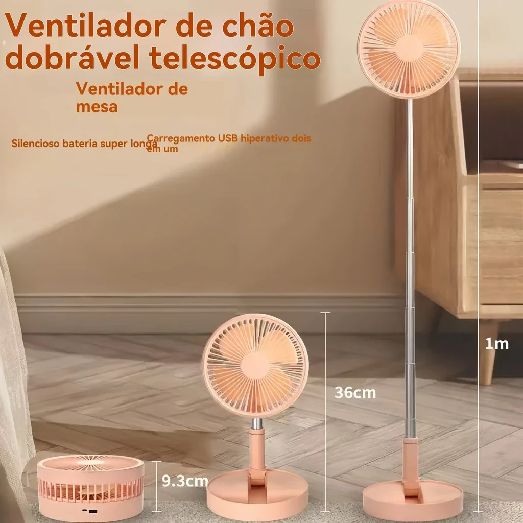 Ventilador de Mesa Dobrável Portátil Recarregável 4 Velocidades Longa Duração USB - Image 7